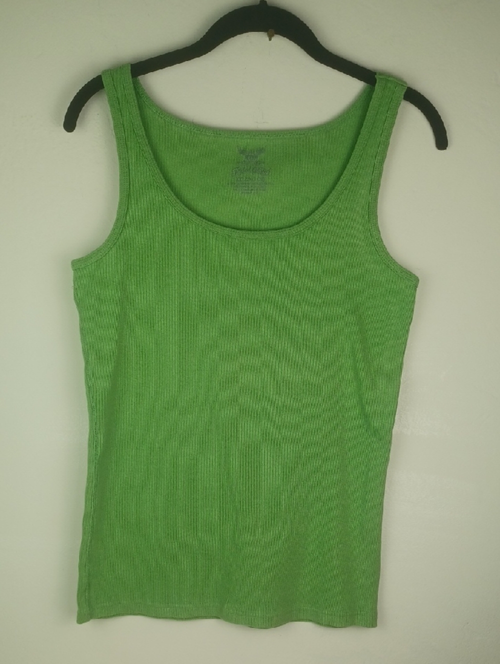 Faded Glory Bright Green Ribbed Scoop Tank XXL Like New!